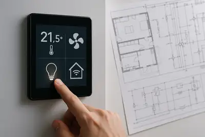 Smart Home Touchpanel zur Gebäudesteuerung - Installation durch ETA Elektrotechnik Arnoldi mit technischen Bauplänen
